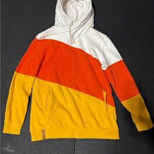 Ampersand Avenue Colorblock Cowl Neck Hoodie – Size XXXL – White/Orange/Yellow